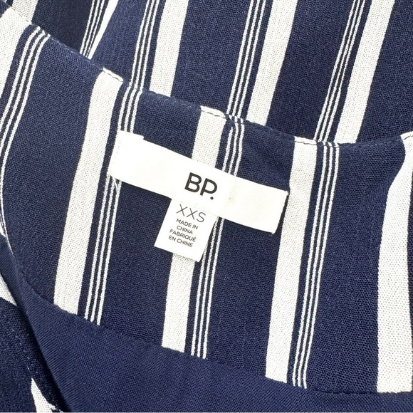 Bp Nordstrom Women’s XXS Button Front Prairie Mini Dress Navy Stripped Nautical - Picture 10 of 14